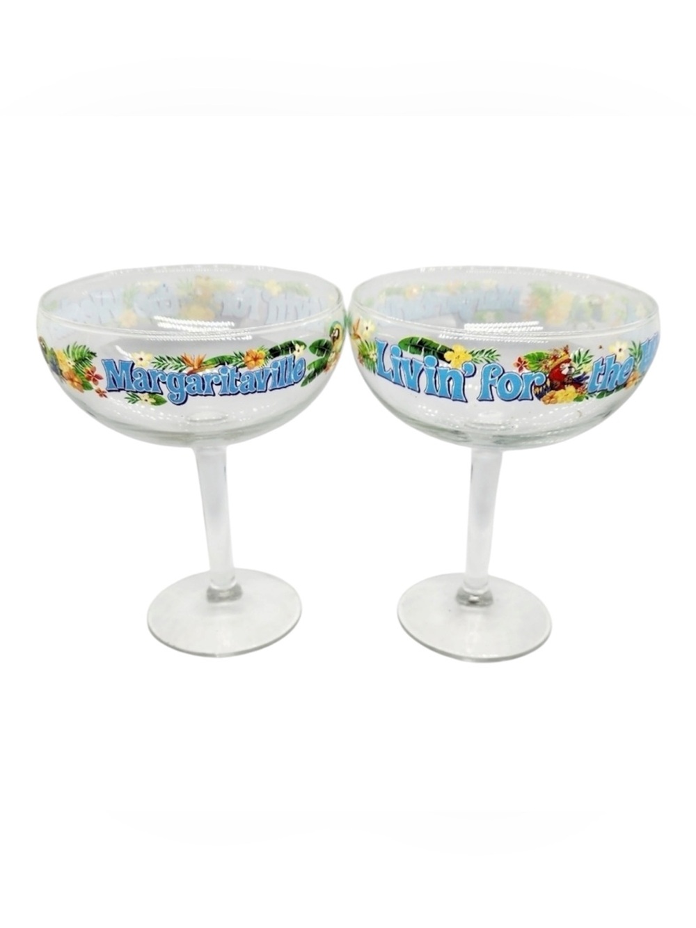 Margaritaville pair of 2 Livin for the Weekend cocktail glasses